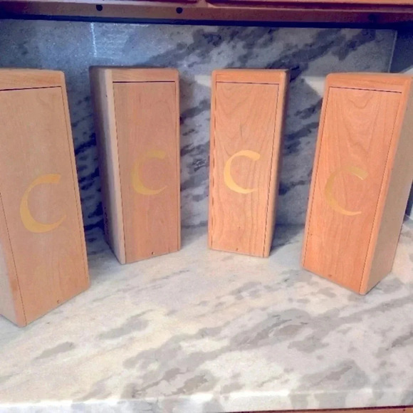 Wooden Boxes with Gold Crescent Moon Design - Picture 1 of 4